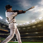 Professional baseball player in action on grand arena